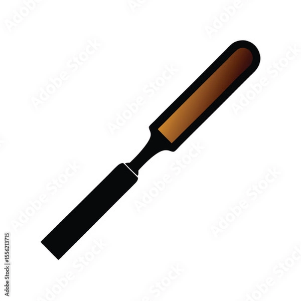 Fototapeta Wood carving tool icon, simple black and brown vector, minimalist DIY or craft tool, clean and professional for websites or print