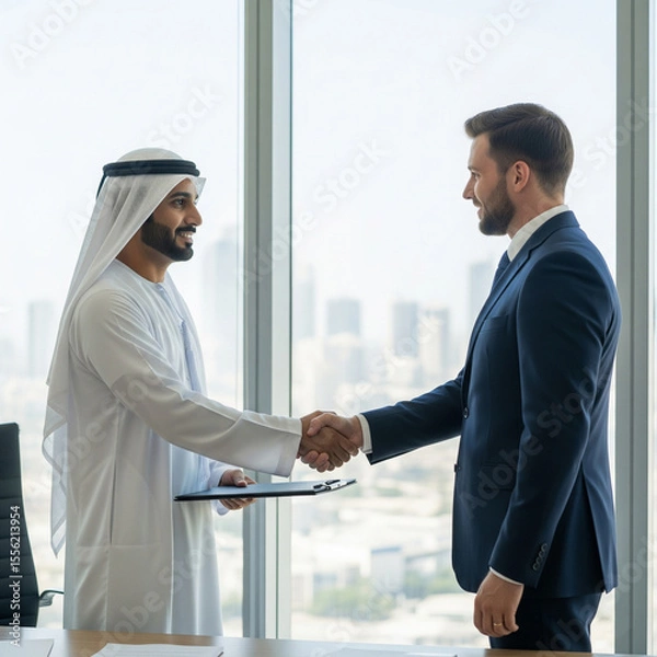 Obraz two arab businessmen shaking hands