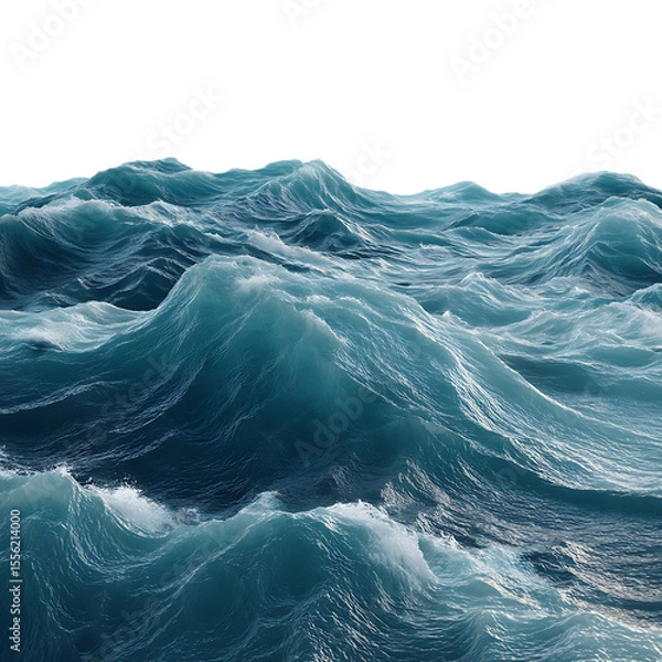 Obraz PNG Ocean Waves Realistic Teal Water Texture for Backgrounds against transparent Background