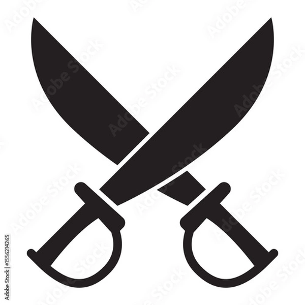 Fototapeta Two Crossed Swords Icon Flat Graphic Design