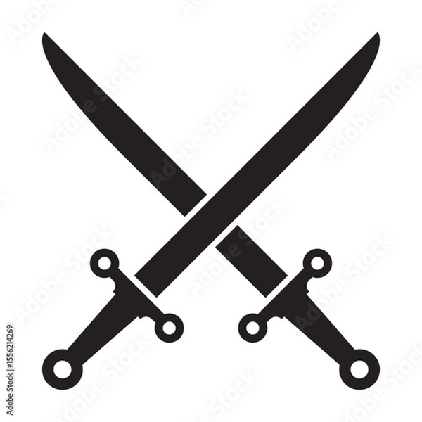 Fototapeta Two Crossed Swords Icon Flat Graphic Design