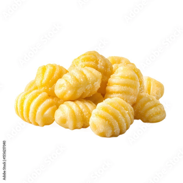 Obraz Pile Of Fresh Gnocchi Pasta With Distinct Ridges Beautifully Illuminated Against A White Backdrop