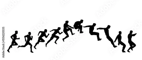 Obraz Running and Jumping silhouette sequence element