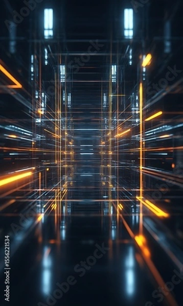 Fototapeta Abstract lines with glowing technology pattern