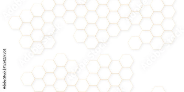 Fototapeta Abstract white hexagon concept background. Seamless pattern with hexagon. Hexagonal white hexagons honeycomb wallpaper. Abstract white lines background.	