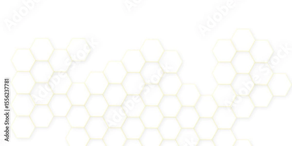 Fototapeta Abstract white hexagon concept background. Seamless pattern with hexagon. Hexagonal white hexagons honeycomb wallpaper. Abstract white lines background.	