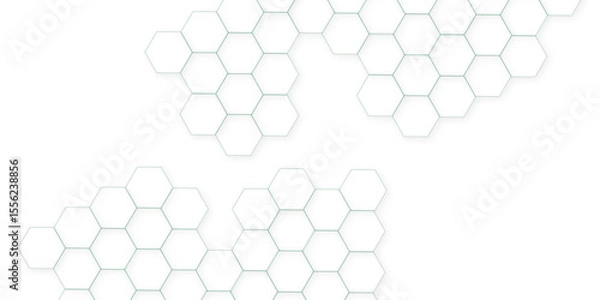 Fototapeta Abstract white hexagon concept background. Seamless pattern with hexagon. Hexagonal white hexagons honeycomb wallpaper. Abstract white lines background.	