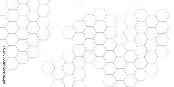 Fototapeta Abstract white hexagon concept background. Seamless pattern with hexagon. Hexagonal white hexagons honeycomb wallpaper. Abstract white lines background.	