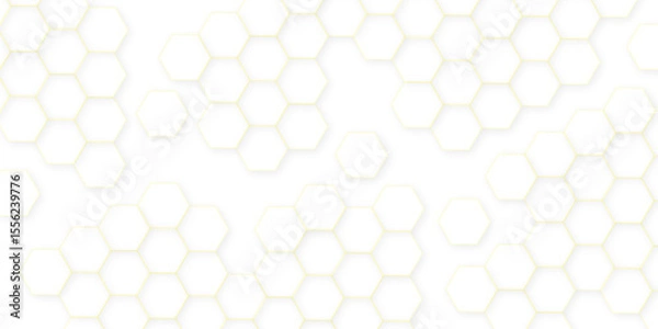 Fototapeta Abstract white hexagon concept background. Seamless pattern with hexagon. Hexagonal white hexagons honeycomb wallpaper. Abstract white lines background.	