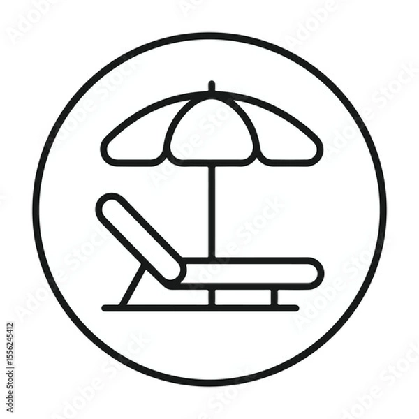 Obraz Beach Icon with Umbrella and Chair for Relaxing Summer Vacation Spot for Relaxation and Enjoying the Seaside