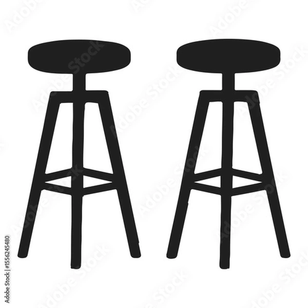 Obraz A Pair of Minimalist Bar Stools Silhouette Depicting Modern Seating with a Simple and Artistic Touch in Furniture Design