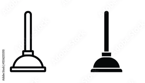 Obraz A simple black and white illustration of two plunger icons side by side