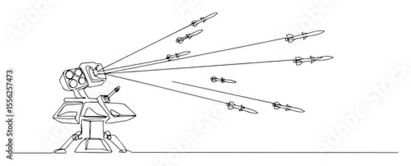 Fototapeta anti-air missile system launch outline minimal vector