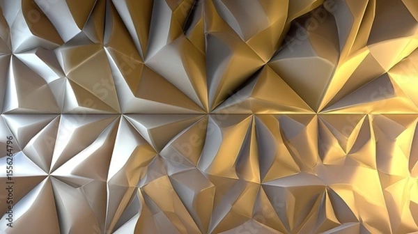 Fototapeta Abstract metallic origami forms unique texture