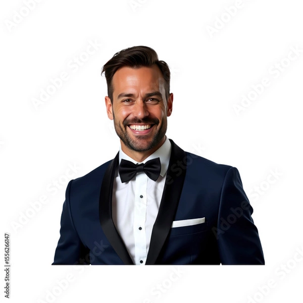 Fototapeta Handsome Man in Tuxedo Smiling Confidently