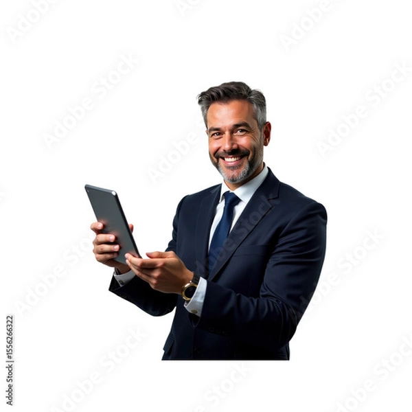 Fototapeta Successful Middle-Aged Businessman Using Tablet Computer