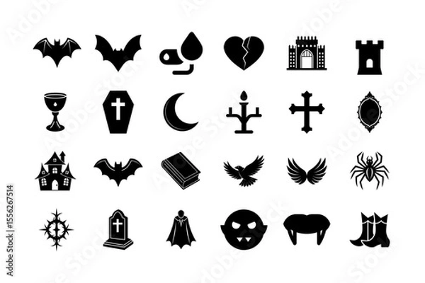 Obraz Vampire gothic Halloween vector icon elements