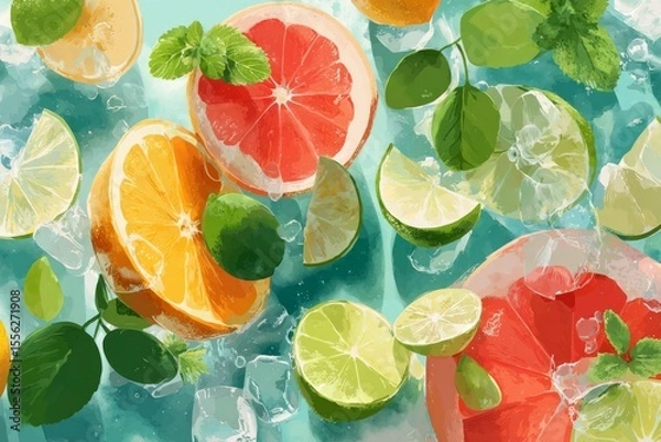 Obraz cooling fruits in summer concept , Generative AI