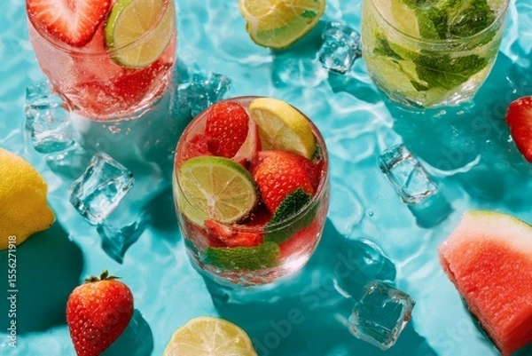 Obraz cooling fruits in summer concept , Generative AI