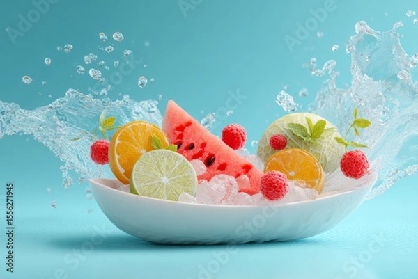Obraz cooling fruits in summer concept , Generative AI
