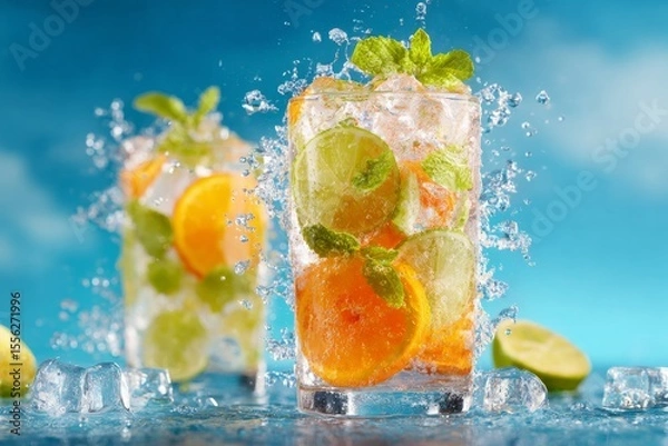 Obraz cooling fruits in summer concept , Generative AI