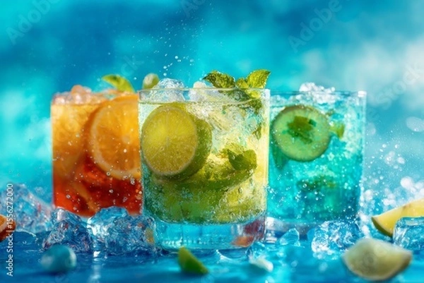Obraz cooling fruits in summer concept , Generative AI