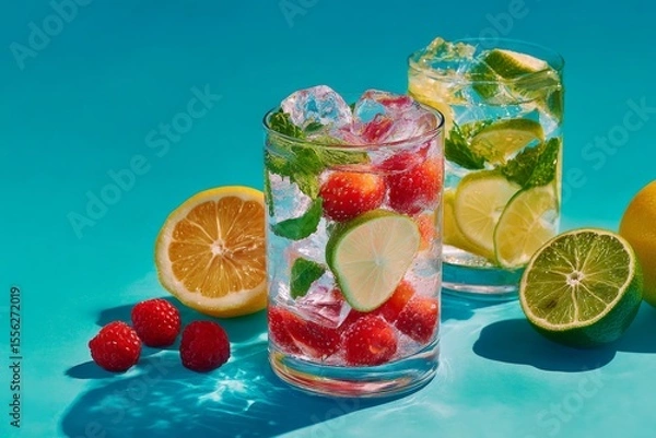 Obraz cooling fruits in summer concept , Generative AI