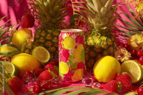 Obraz cooling fruits in summer concept , Generative AI