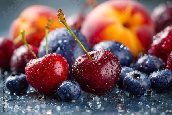 Obraz Cooling fruits in summer look refreshing , Generative AI