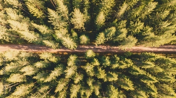 Fototapeta Forest path from an aerial view