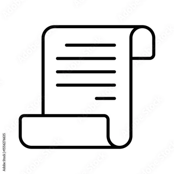 Fototapeta Minimal Line Icon of Scroll Document or Ancient Paper Sheet