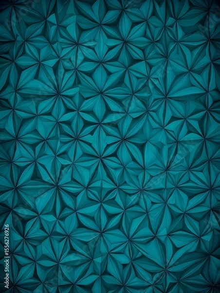 Fototapeta Abstract geometrical turquoise pattern with shadows