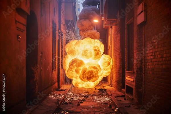 Obraz Alley Inferno Explosion Captured at Ground Zero (1)