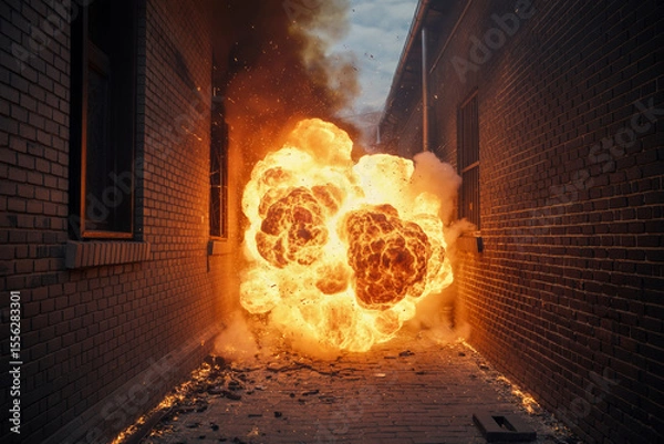 Obraz Alley Inferno Explosion Captured at Ground Zero (1)