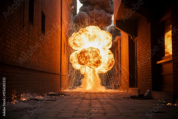 Obraz Alley Inferno Explosion Captured at Ground Zero (1)