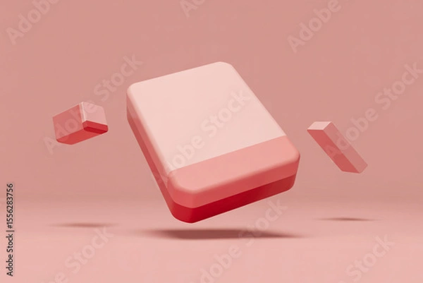 Obraz Matte-Finished Pink Rectangular Eraser with Subtle Shadows and Even Lighting (1)