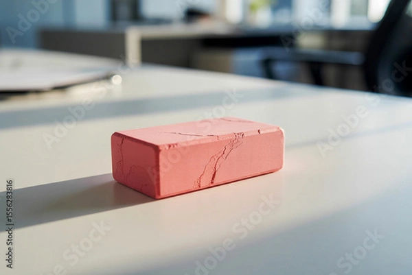 Obraz Matte-Finished Pink Rectangular Eraser with Subtle Shadows and Even Lighting (5)