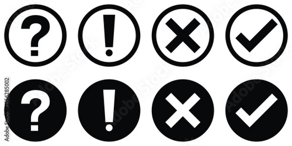 Fototapeta Bubble Speech  Icons with Question Mark and Exclamation Mark – FAQ, Warning, and Support Symbols for Web and Apps.