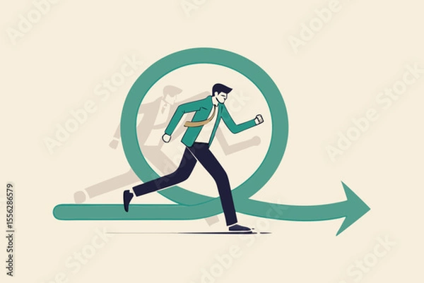 Fototapeta Agile methodology for business or software development, flexibility work in modern company management concept, smart businessman running fast with agility effect on circular agile life cycle workflow.