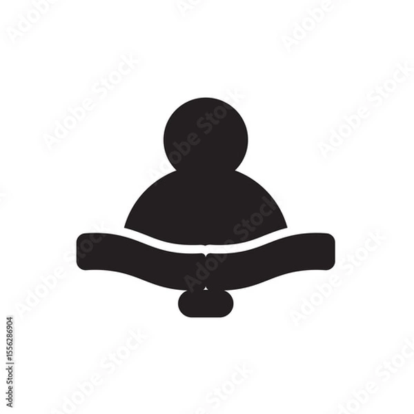 Fototapeta Focus reading silhouette icon. Minimalist icon of a person reading a book, symbolizing focus and education.