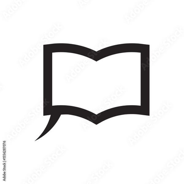 Fototapeta Open book chat icon. Book icon with speech bubble tail, great for storytelling, blogs, or e-learning.