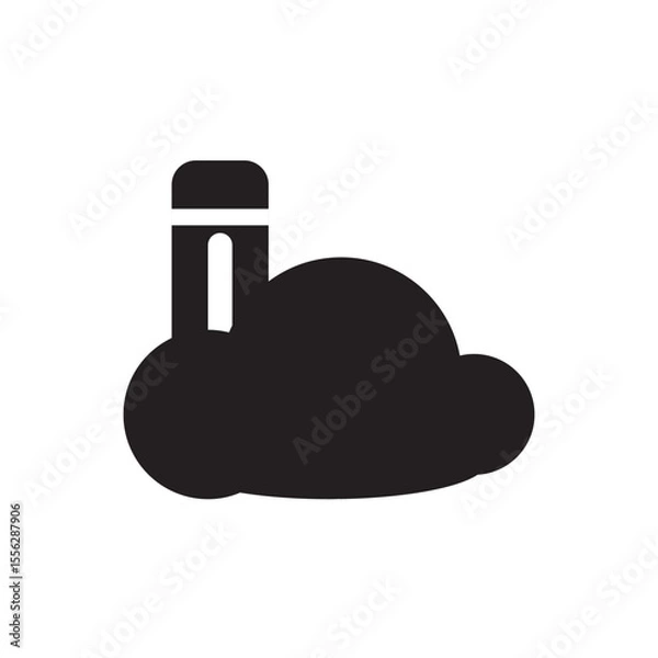 Fototapeta Clouds backup icon with server stack silhouette. Minimalist icon showing cloud and server, symbolizing digital data storage or cloud computing.