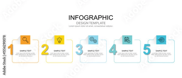 Fototapeta Vector Infographic label design template with icons and 5 options or steps. for your business data. Vector Illustration.