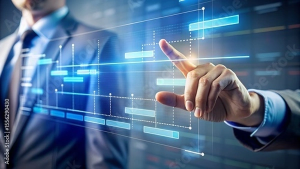 Fototapeta Interactive Project Management Streamlining Workflow with Digital Gantt Charts