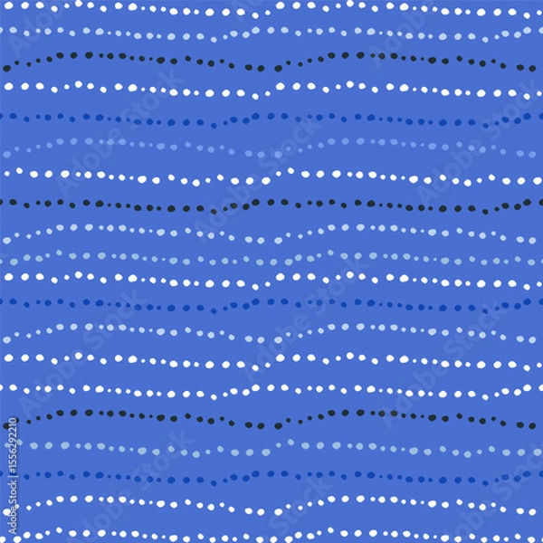 Obraz Seamless pattern with hand drawn brush dots. Modern blue artistic texture for fabric, textile, digital papers, packaging. Vector illustration