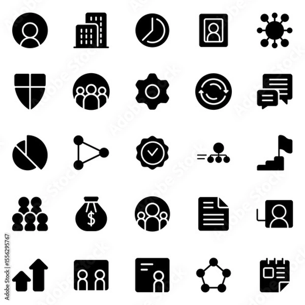 Fototapeta Collection of Basic Organization Related Vector Solid Icons. Contains Icons like Global, People, Money, Group and more. Editable stroke. 48x48 pixels