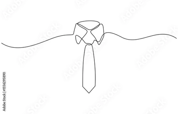 Fototapeta Collar with necktie continuous line drawing. Business and fashion style concept, Tie drawing vector, continuous single one line art style isolated on white background. Minimalism hand drawn style