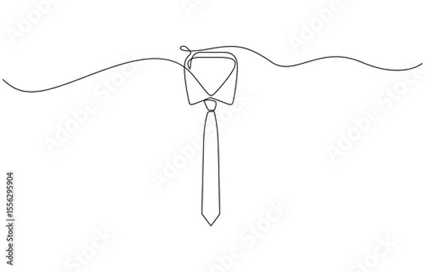 Fototapeta Collar with necktie continuous line drawing. Business and fashion style concept, Tie drawing vector, continuous single one line art style isolated on white background. Minimalism hand drawn style