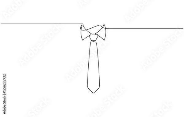 Fototapeta Collar with necktie continuous line drawing. Business and fashion style concept, Tie drawing vector, continuous single one line art style isolated on white background. Minimalism hand drawn style