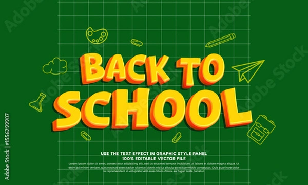 Fototapeta Back to school 3d text effect fully editable